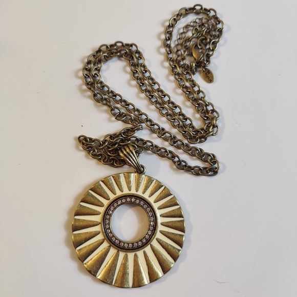 Lia Sophia Long Goldtone Sunburst Pendant‎ Necklace - Picture 3 of 16